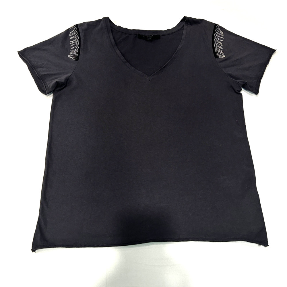 ALL SAINT Women T-Shirt, size: M. Dark Gray.
